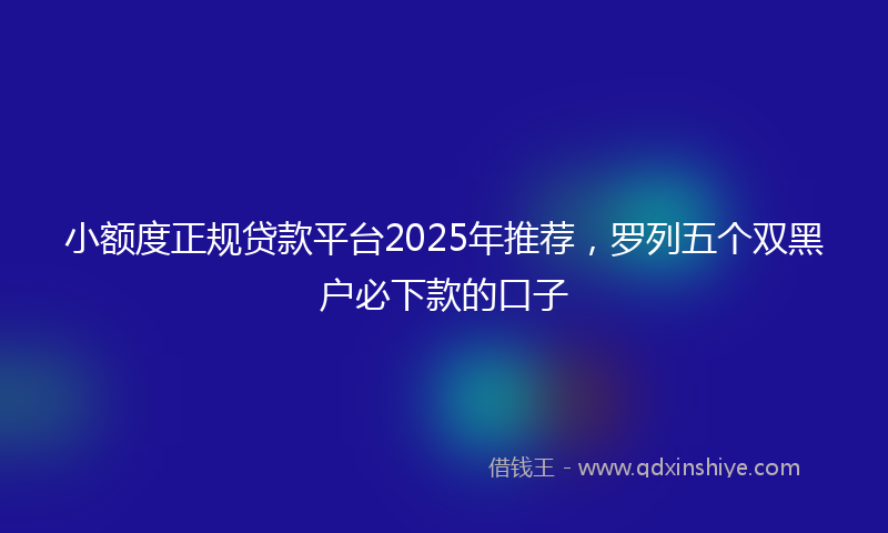 小额度正规贷款平台2025年推荐，罗列五个双黑户必下款的口子