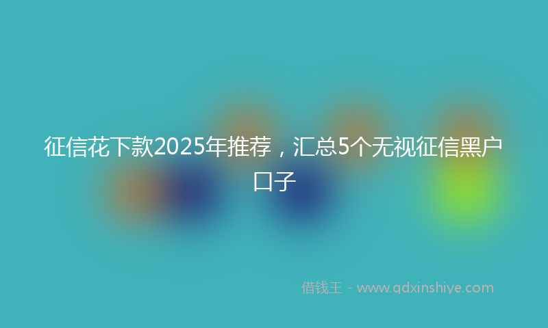 征信花下款2025年推荐，汇总5个无视征信黑户口子