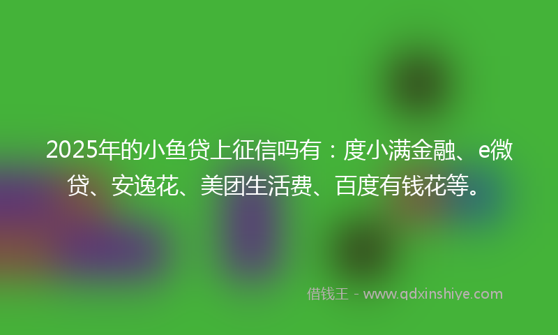 2025年的小鱼贷上征信吗有：度小满金融、e微贷、安逸花、美团生活费、百度有钱花等。