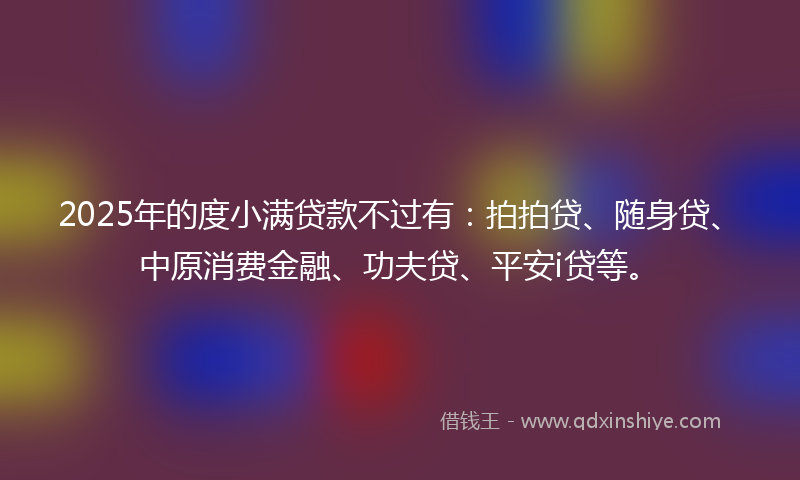 2025年的度小满贷款不过有：拍拍贷、随身贷、中原消费金融、功夫贷、平安i贷等。