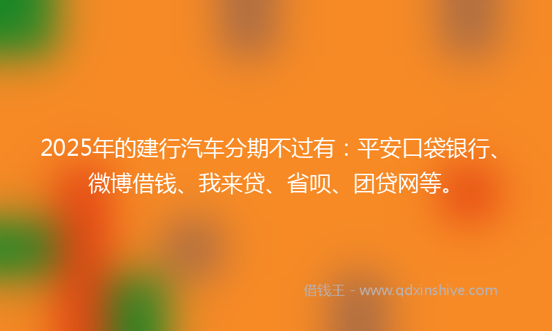 2025年的建行汽车分期不过有：平安口袋银行、微博借钱、我来贷、省呗、团贷网等。