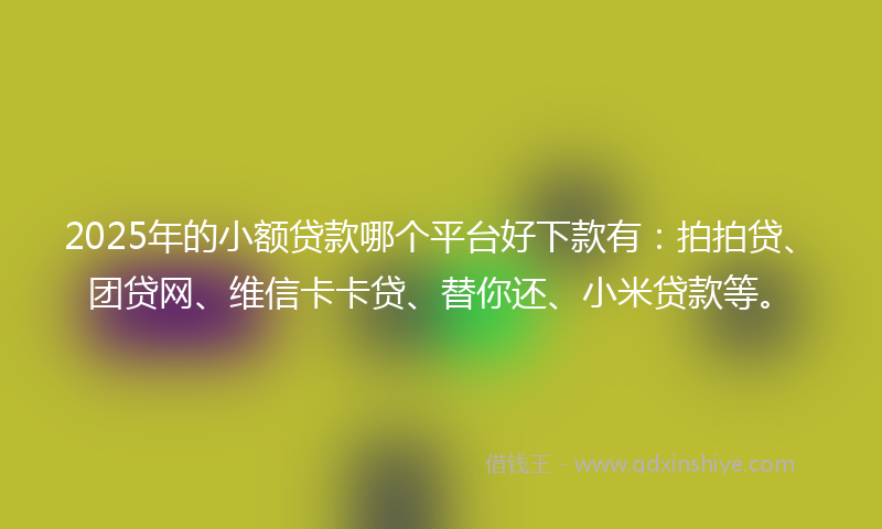2025年的小额贷款哪个平台好下款有：拍拍贷、团贷网、维信卡卡贷、替你还、小米贷款等。