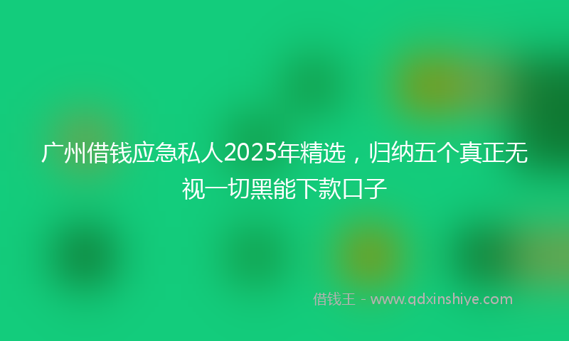 广州借钱应急私人2025年精选，归纳五个真正无视一切黑能下款口子