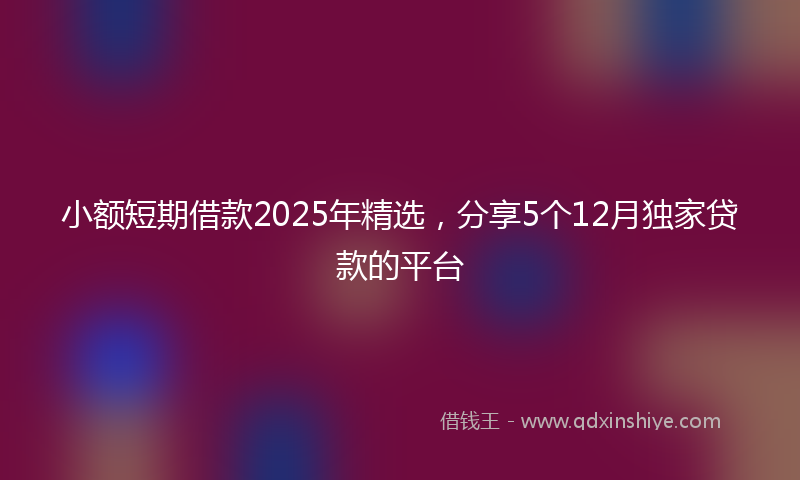 小额短期借款2025年精选，分享5个12月独家贷款的平台