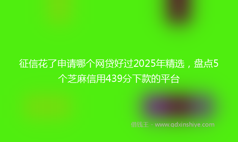 征信花了申请哪个网贷好过2025年精选，盘点5个芝麻信用439分下款的平台