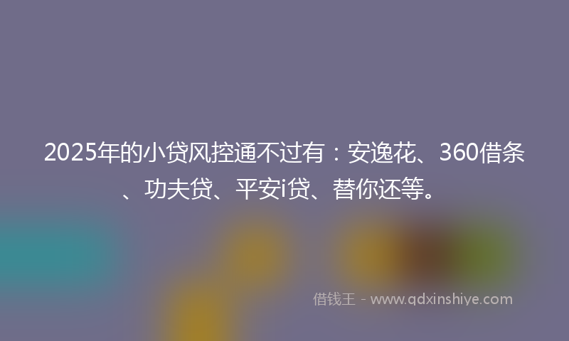 2025年的小贷风控通不过有：安逸花、360借条、功夫贷、平安i贷、替你还等。