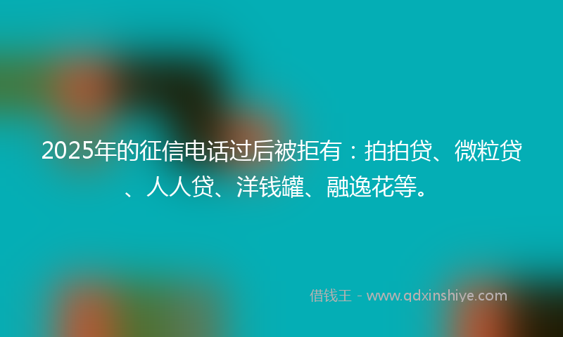2025年的征信电话过后被拒有：拍拍贷、微粒贷、人人贷、洋钱罐、融逸花等。