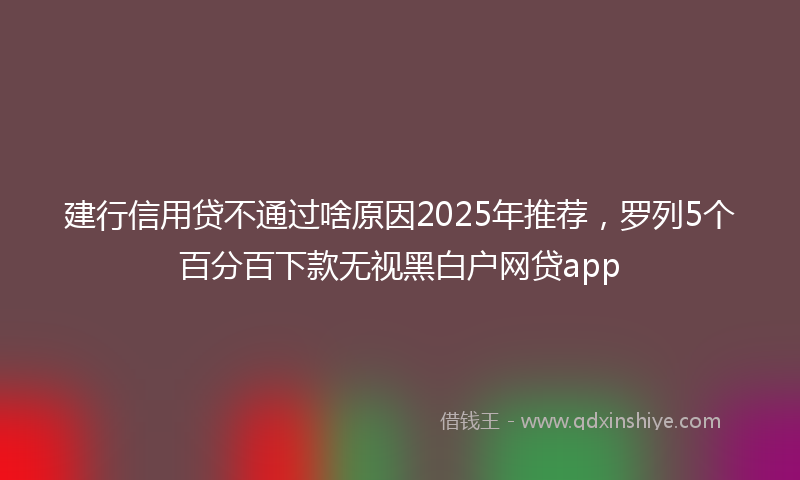 建行信用贷不通过啥原因2025年推荐，罗列5个百分百下款无视黑白户网贷app