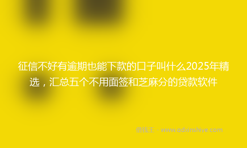 征信不好有逾期也能下款的口子叫什么2025年精选，汇总五个不用面签和芝麻分的贷款软件