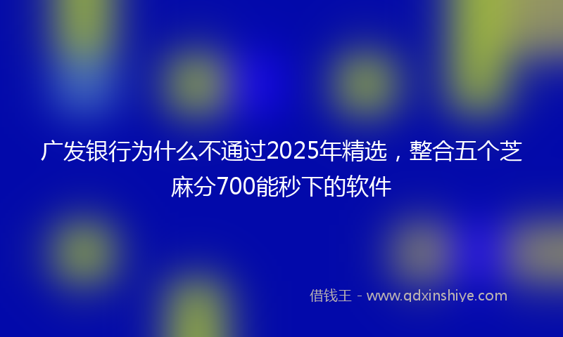 广发银行为什么不通过2025年精选，整合五个芝麻分700能秒下的软件