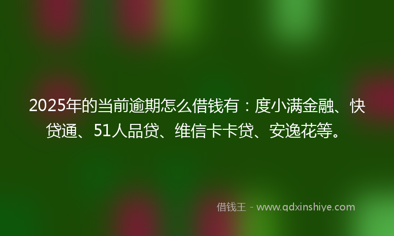 2025年的当前逾期怎么借钱有：度小满金融、快贷通、51人品贷、维信卡卡贷、安逸花等。