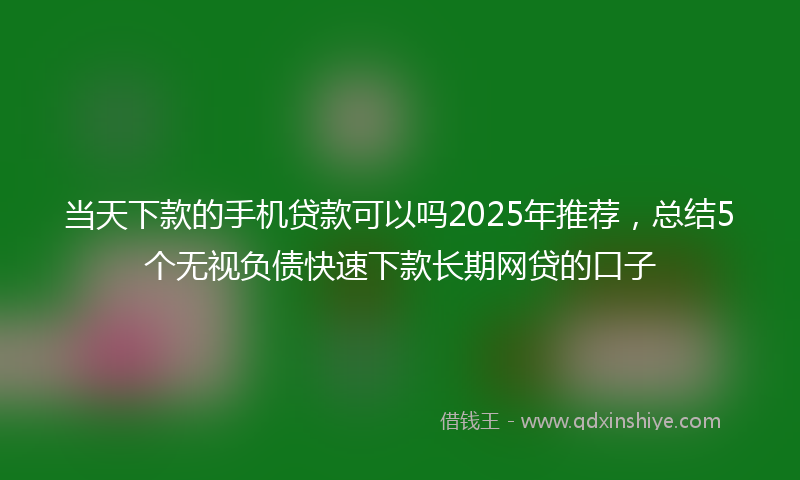 当天下款的手机贷款可以吗2025年推荐，总结5个无视负债快速下款长期网贷的口子