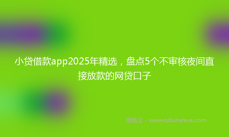小贷借款app2025年精选，盘点5个不审核夜间直接放款的网贷口子