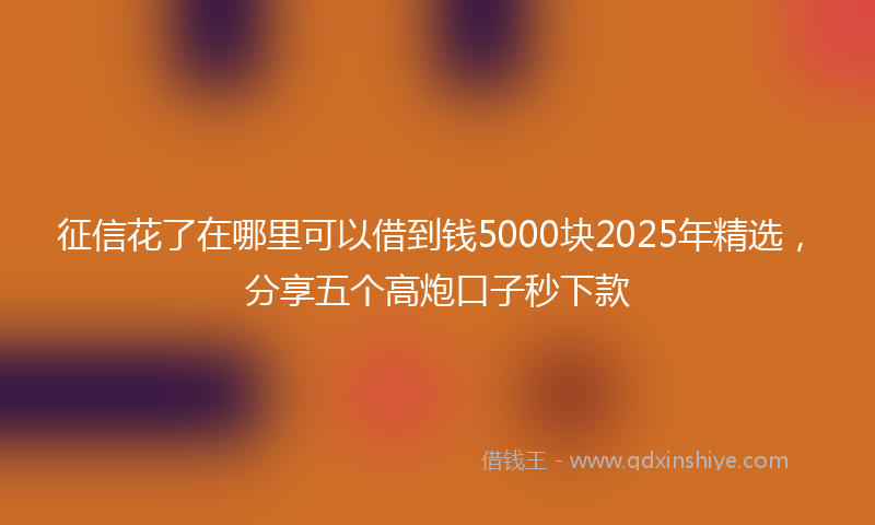 征信花了在哪里可以借到钱5000块2025年精选，分享五个高炮口子秒下款