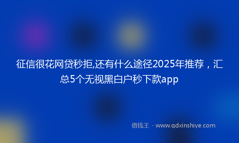 征信很花网贷秒拒,还有什么途径2025年推荐，汇总5个无视黑白户秒下款app