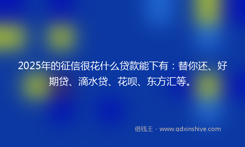 2025年的征信很花什么贷款能下有：替你还、好期贷、滴水贷、花呗、东方汇等。