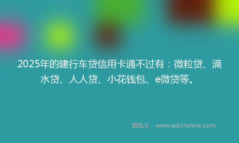 2025年的建行车贷信用卡通不过有：微粒贷、滴水贷、人人贷、小花钱包、e微贷等。