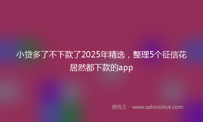 小贷多了不下款了2025年精选，整理5个征信花居然都下款的app