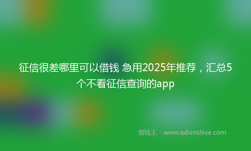 征信很差哪里可以借钱 急用2025年推荐，汇总5个不看征信查询的app