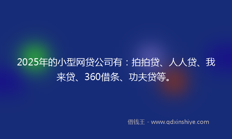 2025年的小型网贷公司有：拍拍贷、人人贷、我来贷、360借条、功夫贷等。