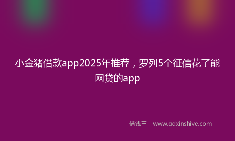 小金猪借款app2025年推荐，罗列5个征信花了能网贷的app