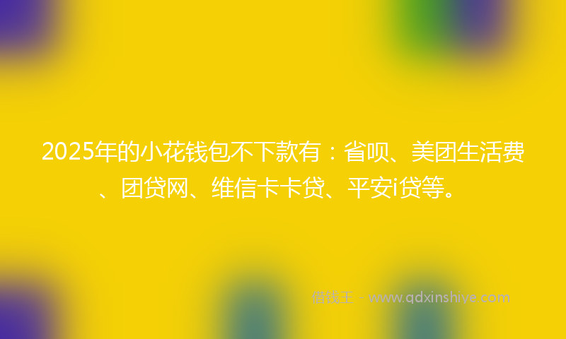 2025年的小花钱包不下款有：省呗、美团生活费、团贷网、维信卡卡贷、平安i贷等。