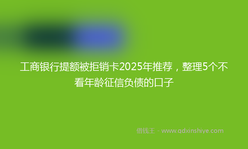 工商银行提额被拒销卡2025年推荐，整理5个不看年龄征信负债的口子