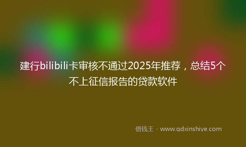 建行bilibili卡审核不通过2025年推荐，总结5个不上征信报告的贷款软件
