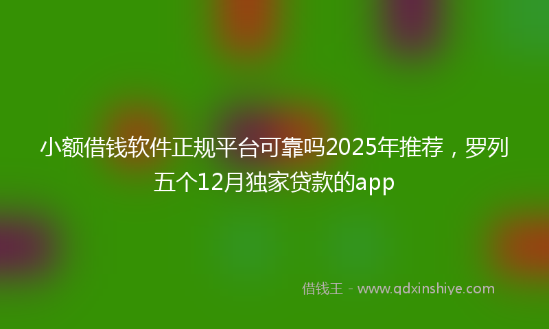 小额借钱软件正规平台可靠吗2025年推荐，罗列五个12月独家贷款的app