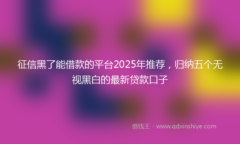 征信黑了能借款的平台2025年推荐，归纳五个无视黑白的最新贷款口子