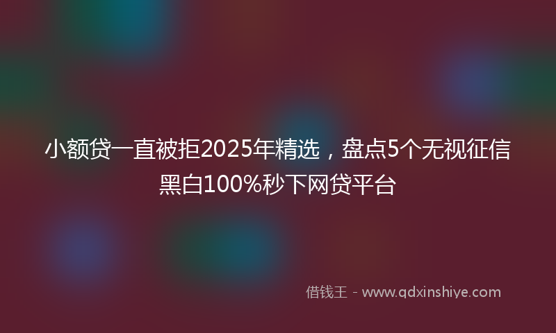 小额贷一直被拒2025年精选，盘点5个无视征信黑白100%秒下网贷平台