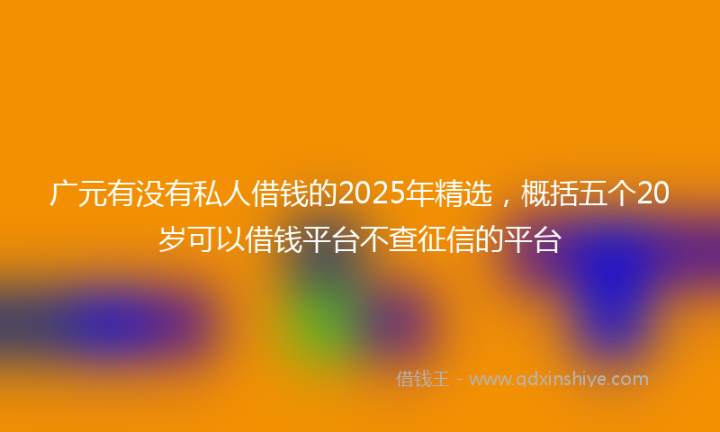广元有没有私人借钱的2025年精选，概括五个20岁可以借钱平台不查征信的平台