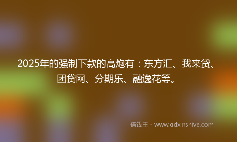 2025年的强制下款的高炮有：东方汇、我来贷、团贷网、分期乐、融逸花等。