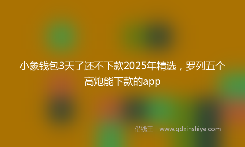 小象钱包3天了还不下款2025年精选，罗列五个高炮能下款的app