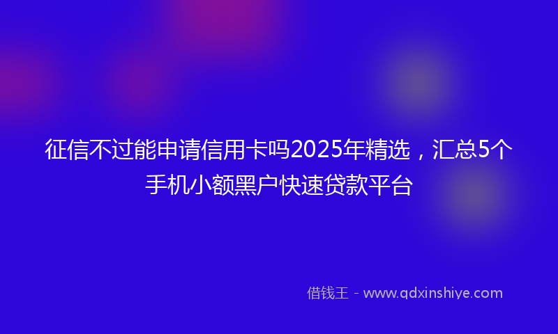 征信不过能申请信用卡吗2025年精选，汇总5个手机小额黑户快速贷款平台