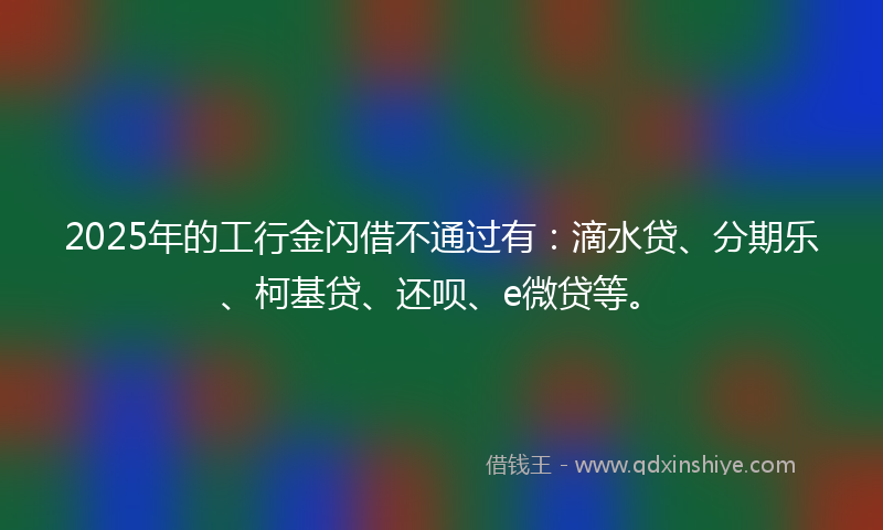 2025年的工行金闪借不通过有：滴水贷、分期乐、柯基贷、还呗、e微贷等。