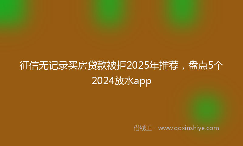 征信无记录买房贷款被拒2025年推荐，盘点5个2024放水app