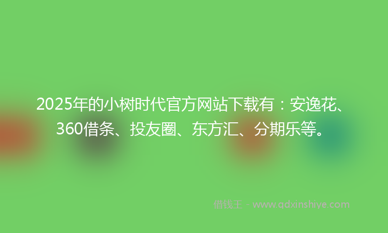 2025年的小树时代官方网站下载有：安逸花、360借条、投友圈、东方汇、分期乐等。