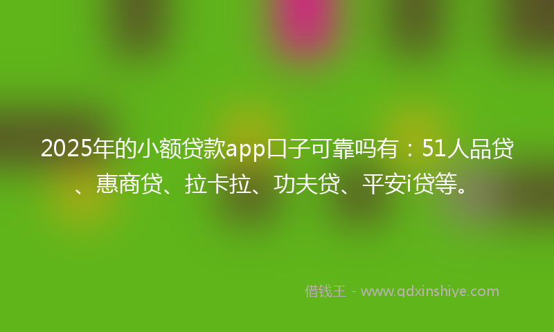 2025年的小额贷款app口子可靠吗有：51人品贷、惠商贷、拉卡拉、功夫贷、平安i贷等。