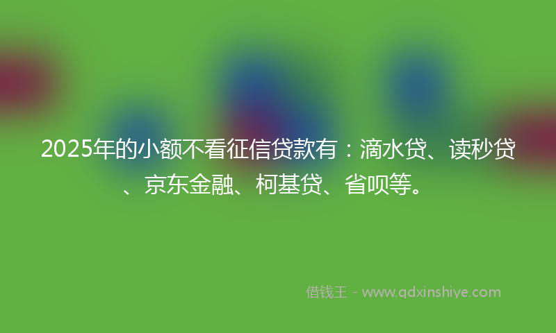 2025年的小额不看征信贷款有：滴水贷、读秒贷、京东金融、柯基贷、省呗等。