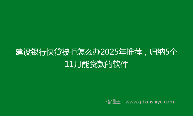建设银行快贷被拒怎么办2025年推荐，归纳5个11月能贷款的软件