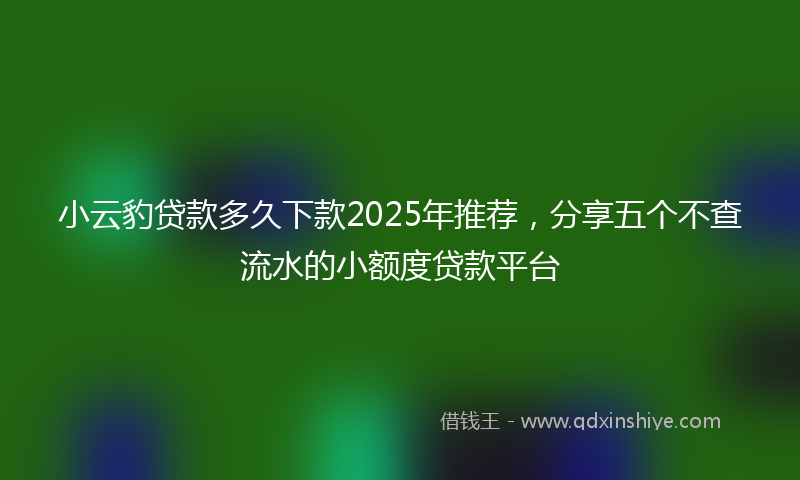 小云豹贷款多久下款2025年推荐，分享五个不查流水的小额度贷款平台