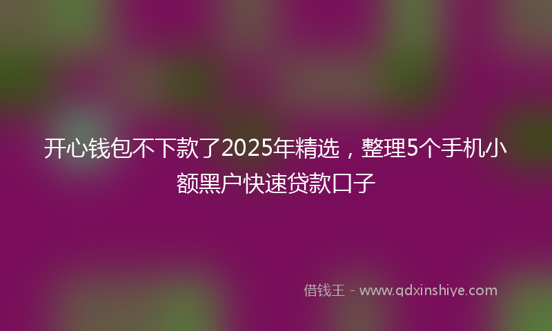 开心钱包不下款了2025年精选，整理5个手机小额黑户快速贷款口子