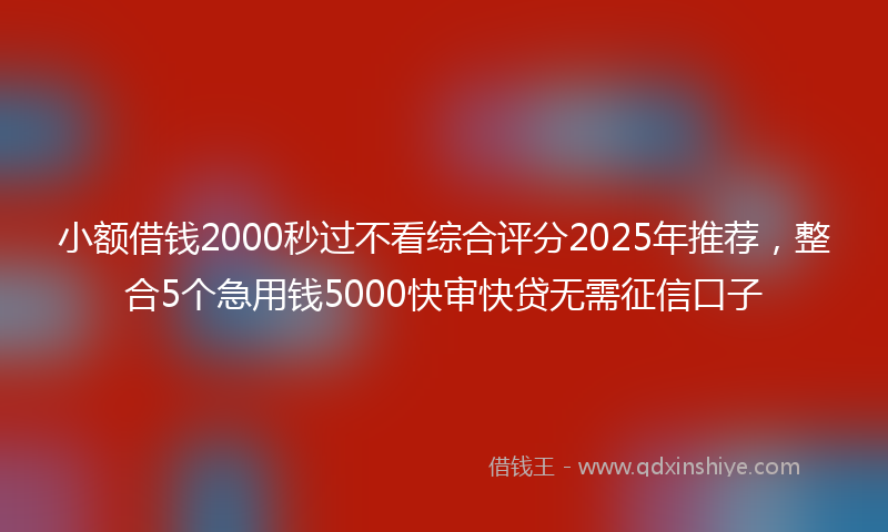 小额借钱2000秒过不看综合评分2025年推荐，整合5个急用钱5000快审快贷无需征信口子