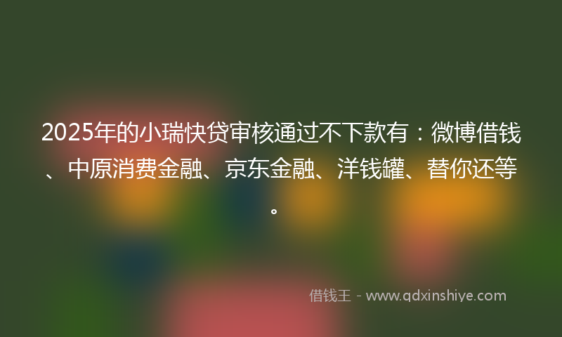 2025年的小瑞快贷审核通过不下款有：微博借钱、中原消费金融、京东金融、洋钱罐、替你还等。