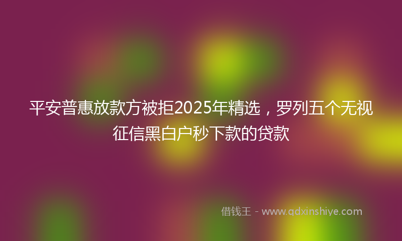 平安普惠放款方被拒2025年精选，罗列五个无视征信黑白户秒下款的贷款