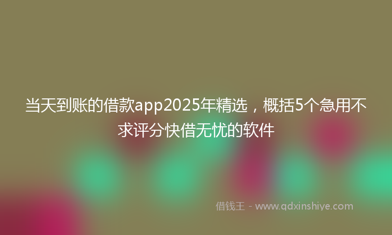 当天到账的借款app2025年精选，概括5个急用不求评分快借无忧的软件
