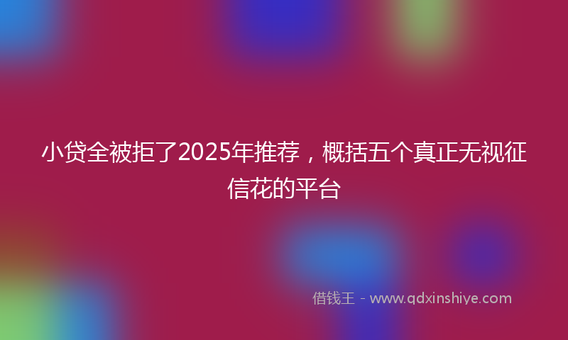 小贷全被拒了2025年推荐，概括五个真正无视征信花的平台