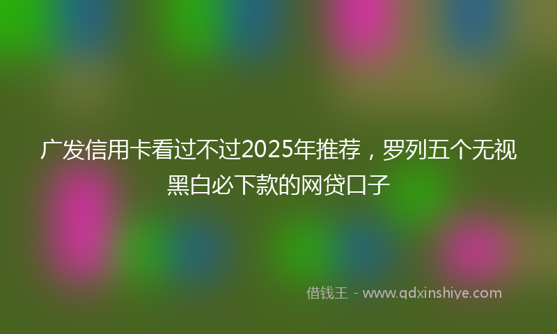 广发信用卡看过不过2025年推荐，罗列五个无视黑白必下款的网贷口子