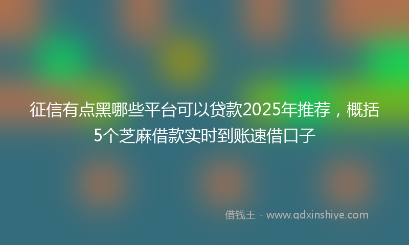征信有点黑哪些平台可以贷款2025年推荐，概括5个芝麻借款实时到账速借口子
